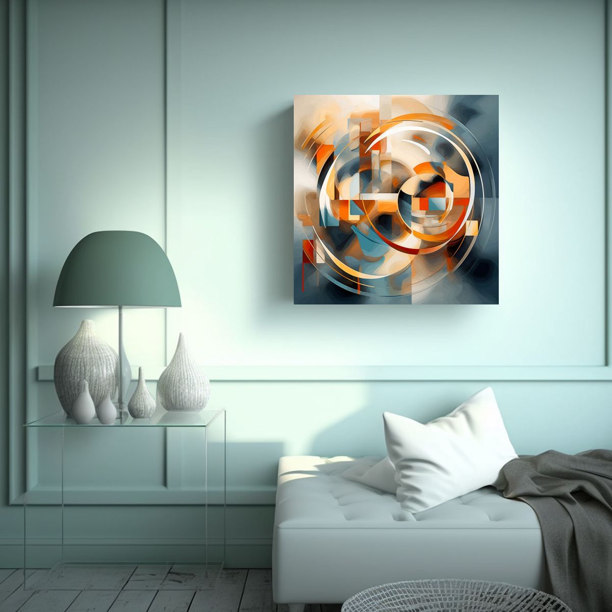GENERICO - Cuadro Abstracto Tonos Originales Arte Digital 80x80 Cm