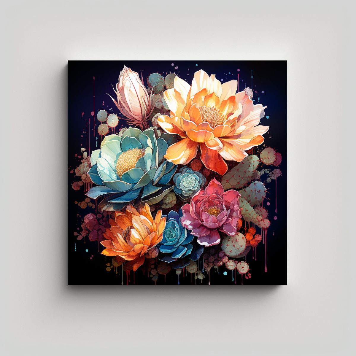 GENERICO - Cuadros Decorativos Movimiento Elegante Cactus 70x70 Cm