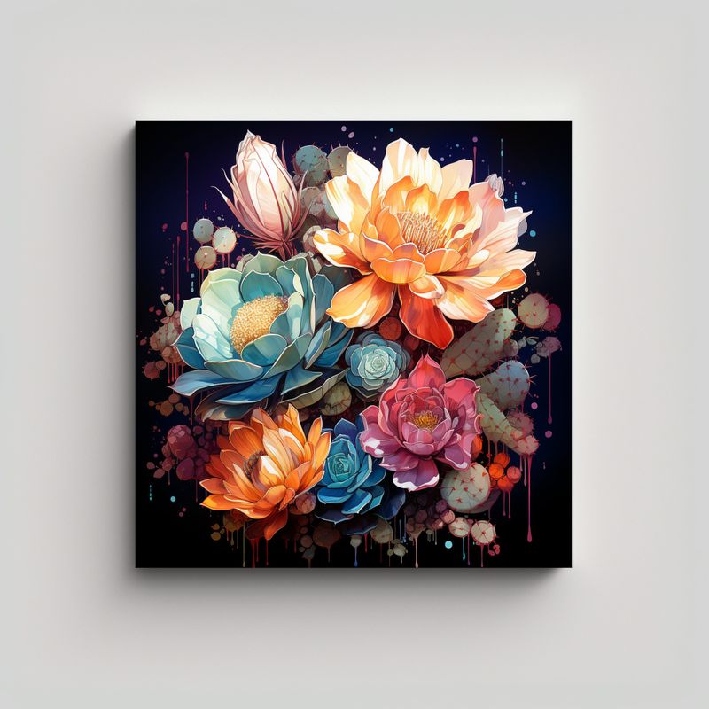GENERICO - Cuadros Decorativos Movimiento Elegante Cactus 70x70 Cm