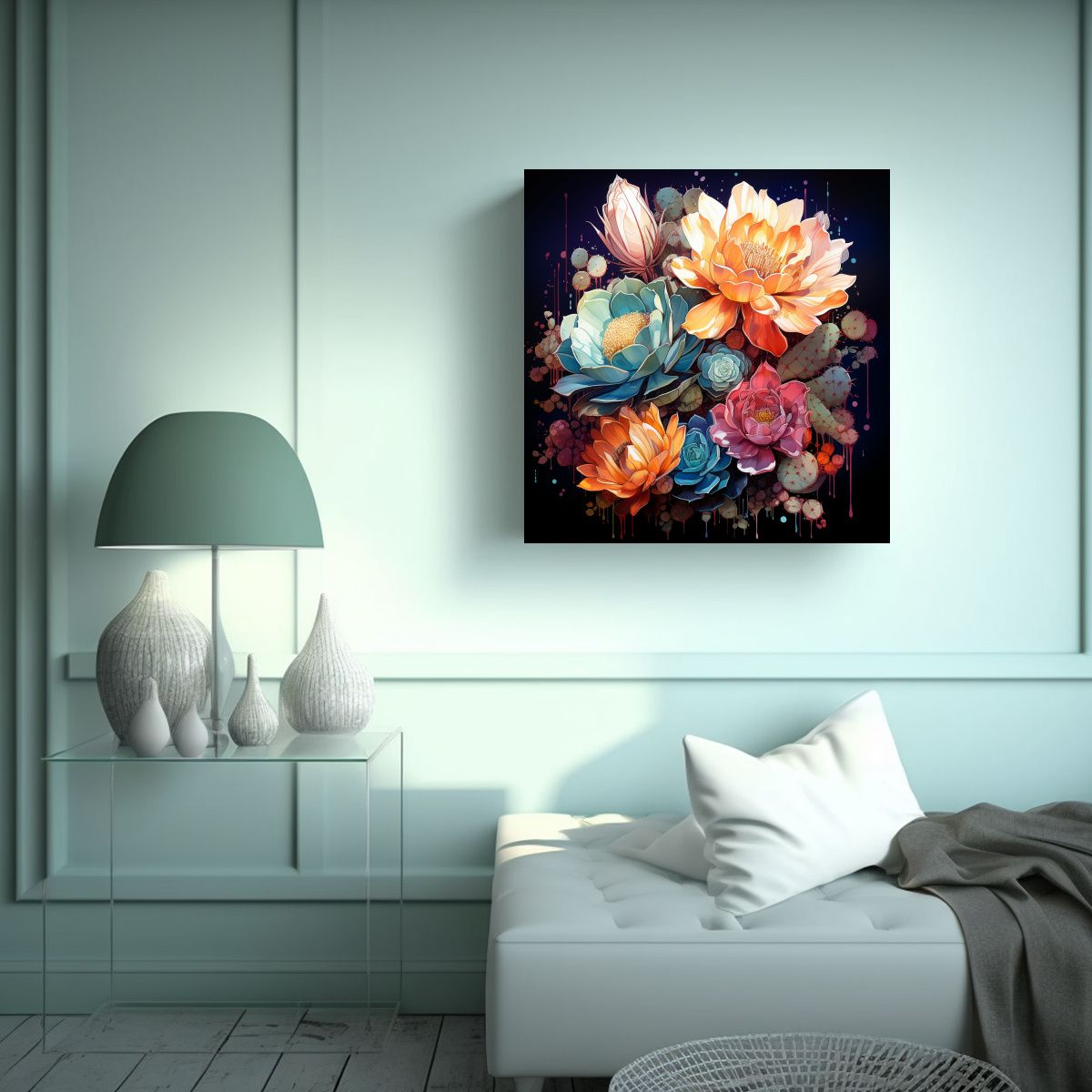 GENERICO - Cuadros Decorativos Movimiento Elegante Cactus 70x70 Cm