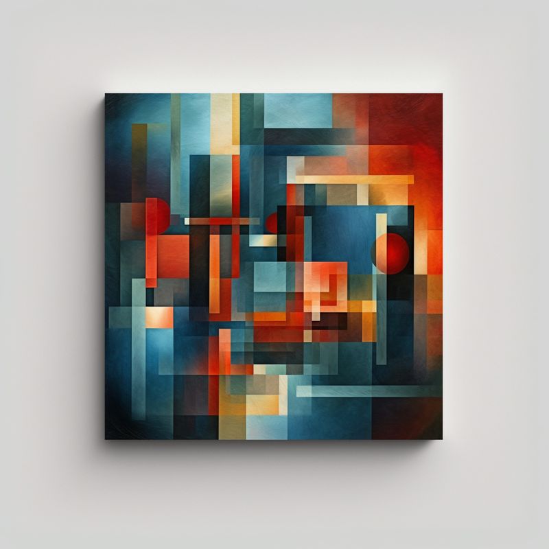 GENERICO - Cuadro Abstracto Geométrico De Memoria 80x80 Cm