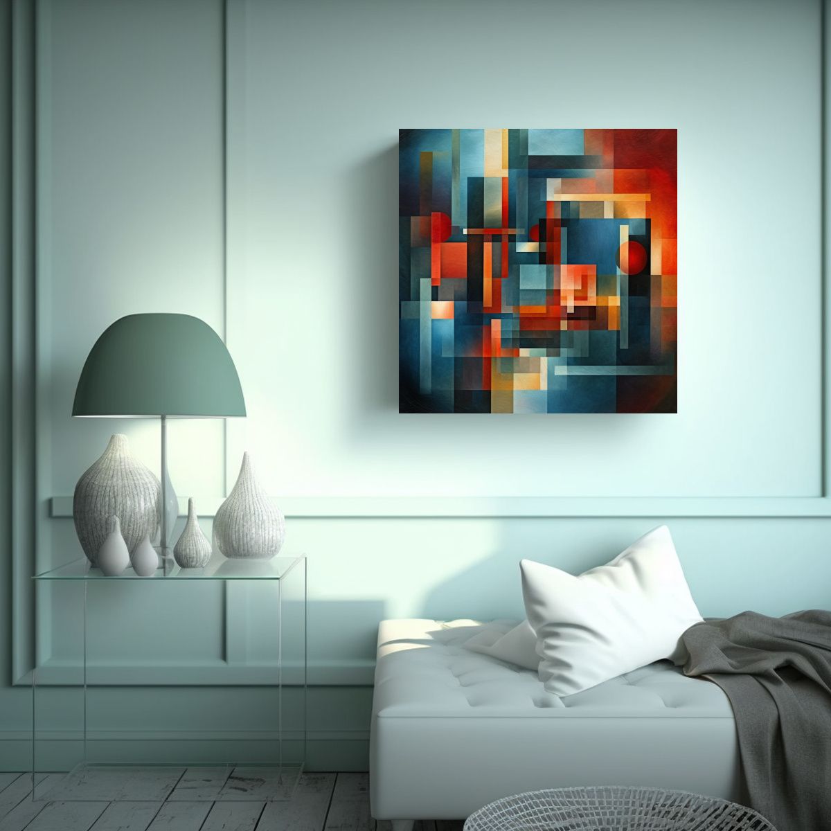 GENERICO - Cuadro Abstracto Geométrico De Memoria 70x70 Cm