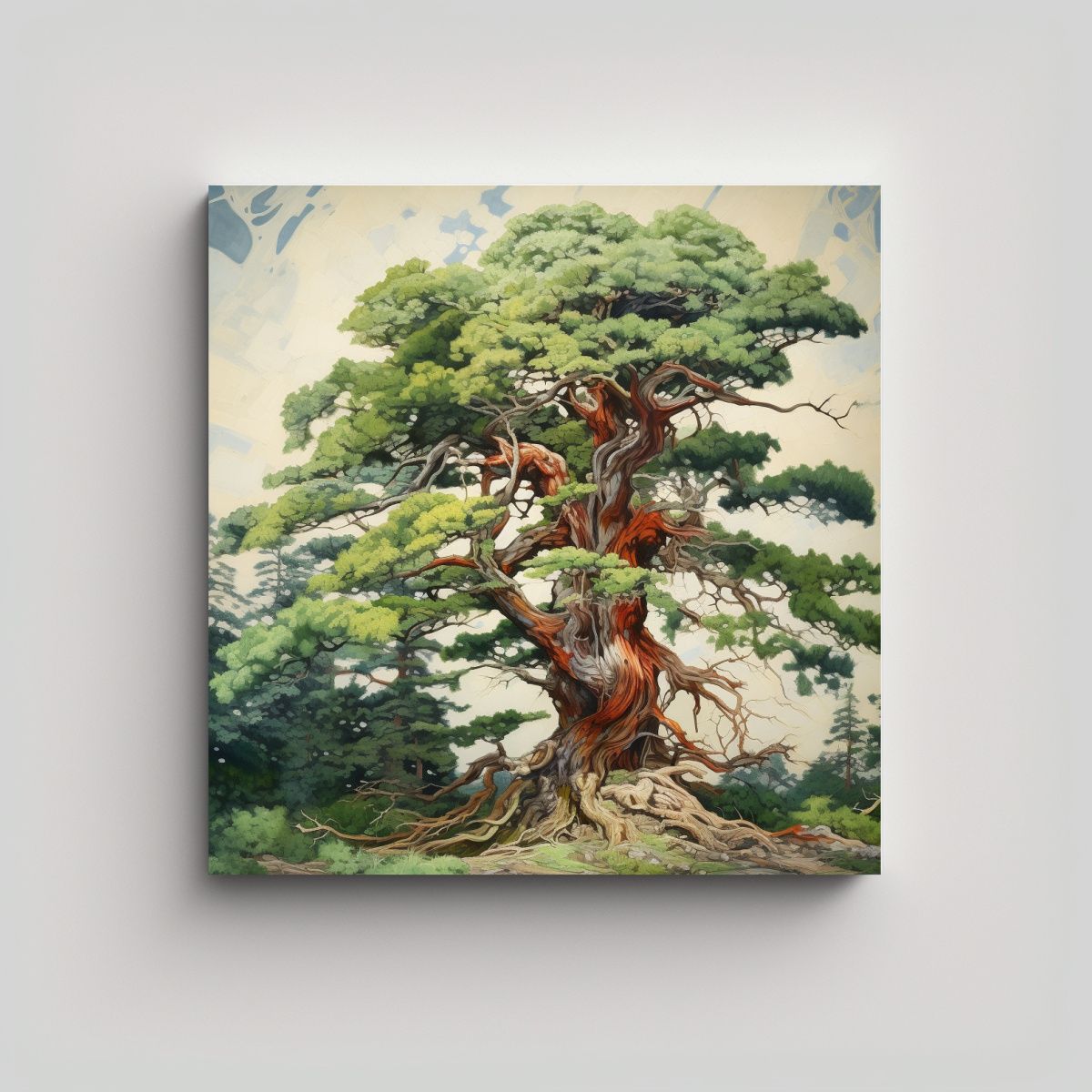 GENERICO - Pintura Abstracta Patrón Cedro Intenso Estilo 50x50 Cm