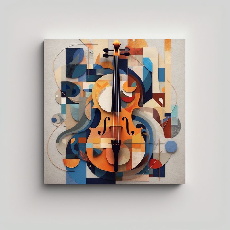 GENERICO - Pintura Abstracta De Arte De Pared Con Violín 70x70 Cm