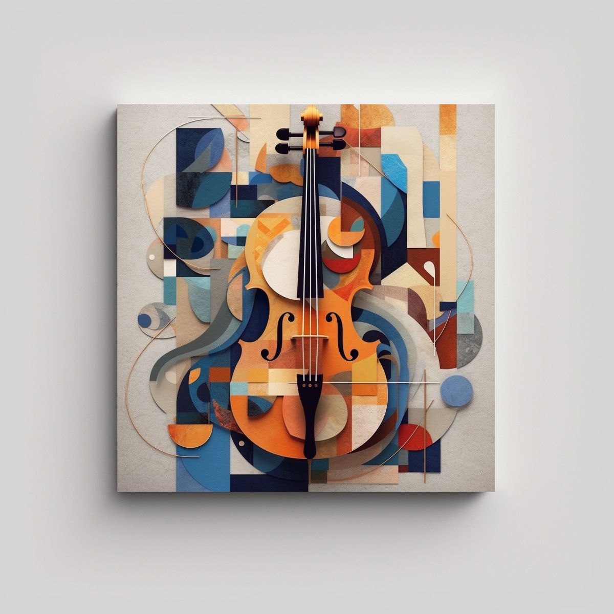 GENERICO - Pintura Abstracta De Arte De Pared Con Violín 80x80 Cm