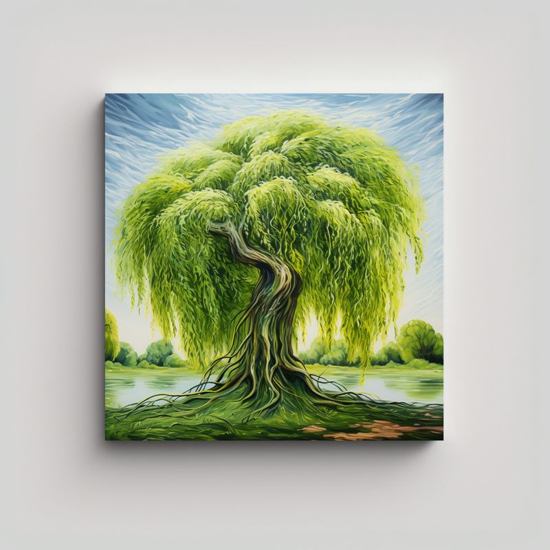 GENERICO - Cuadro Impreso Visión Árbol Sauce Pintura 50x50 Cm