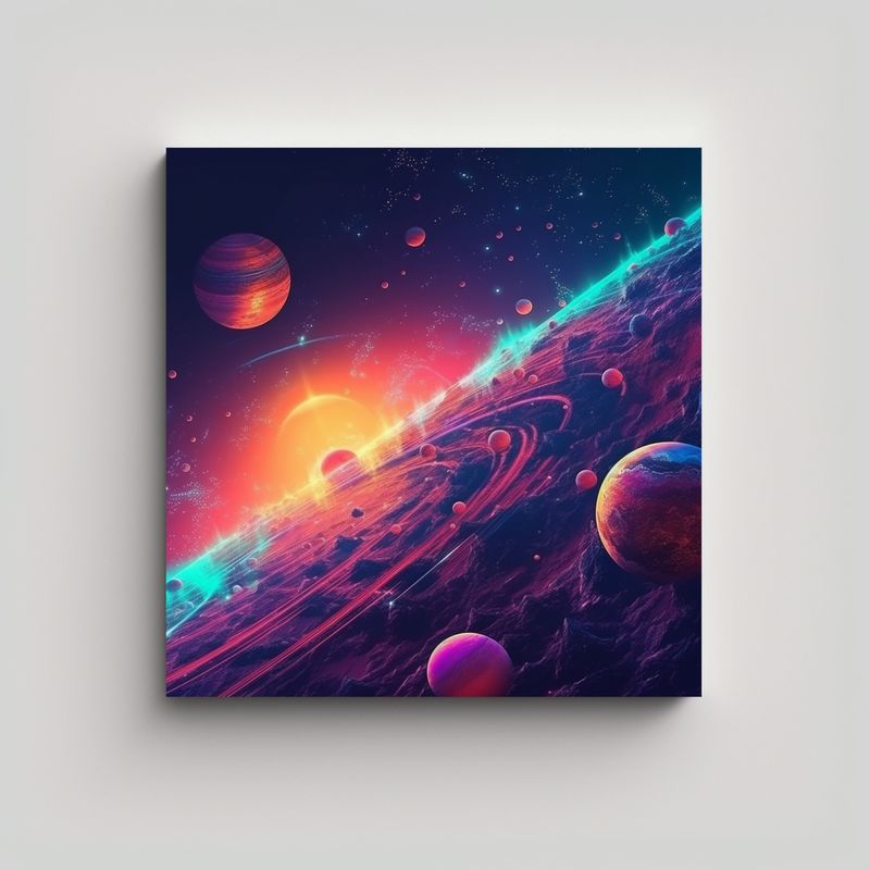 GENERICO - Cuadro De Arte Espacial Colorido Y 60x60 Cm