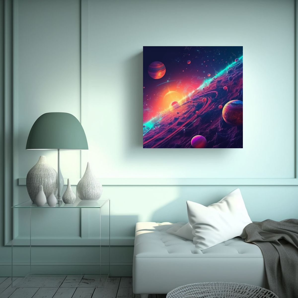GENERICO - Cuadro De Arte Espacial Colorido Y 60x60 Cm