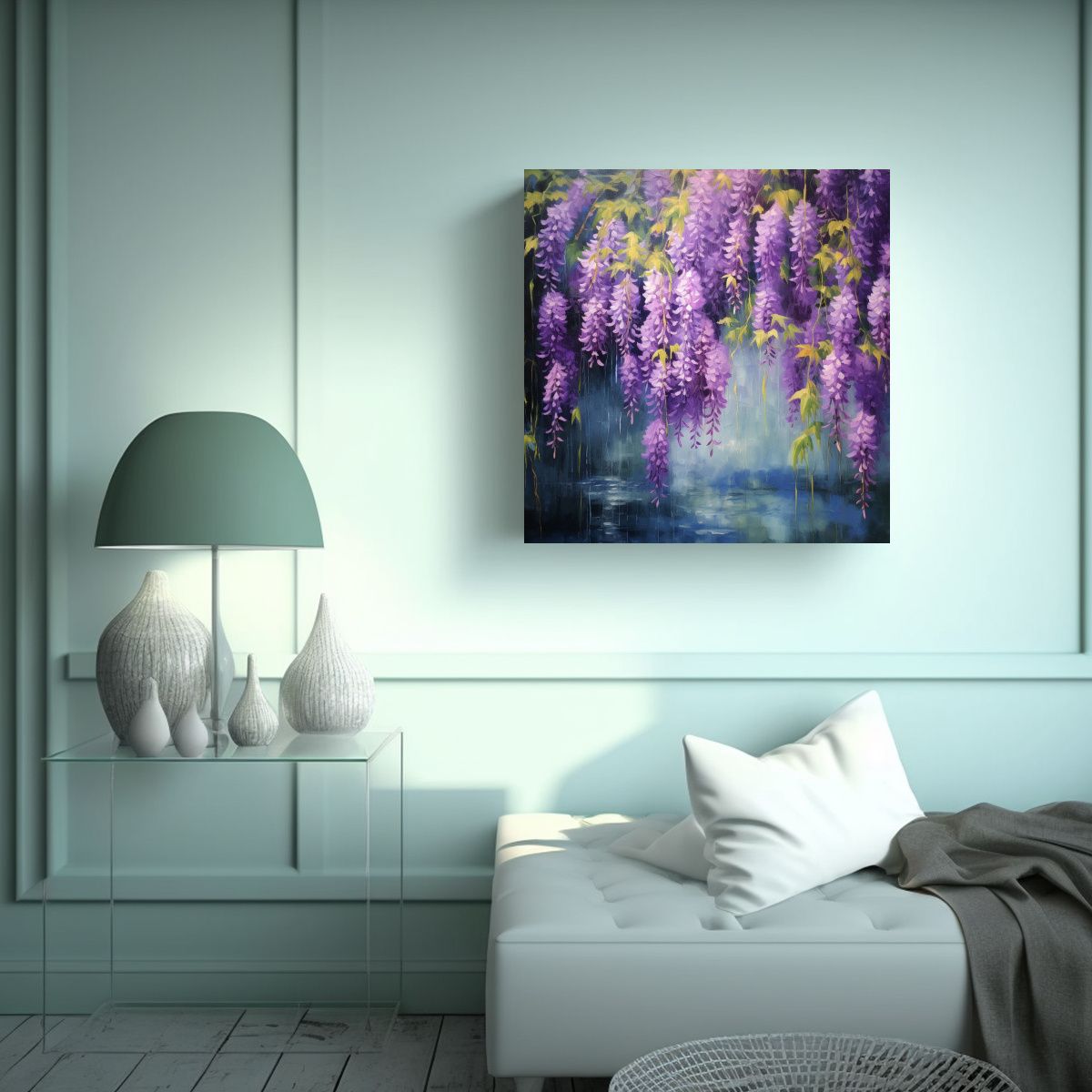 GENERICO - Cuadro Abstracto Elegancia Flores Wisteria 90x90 Cm