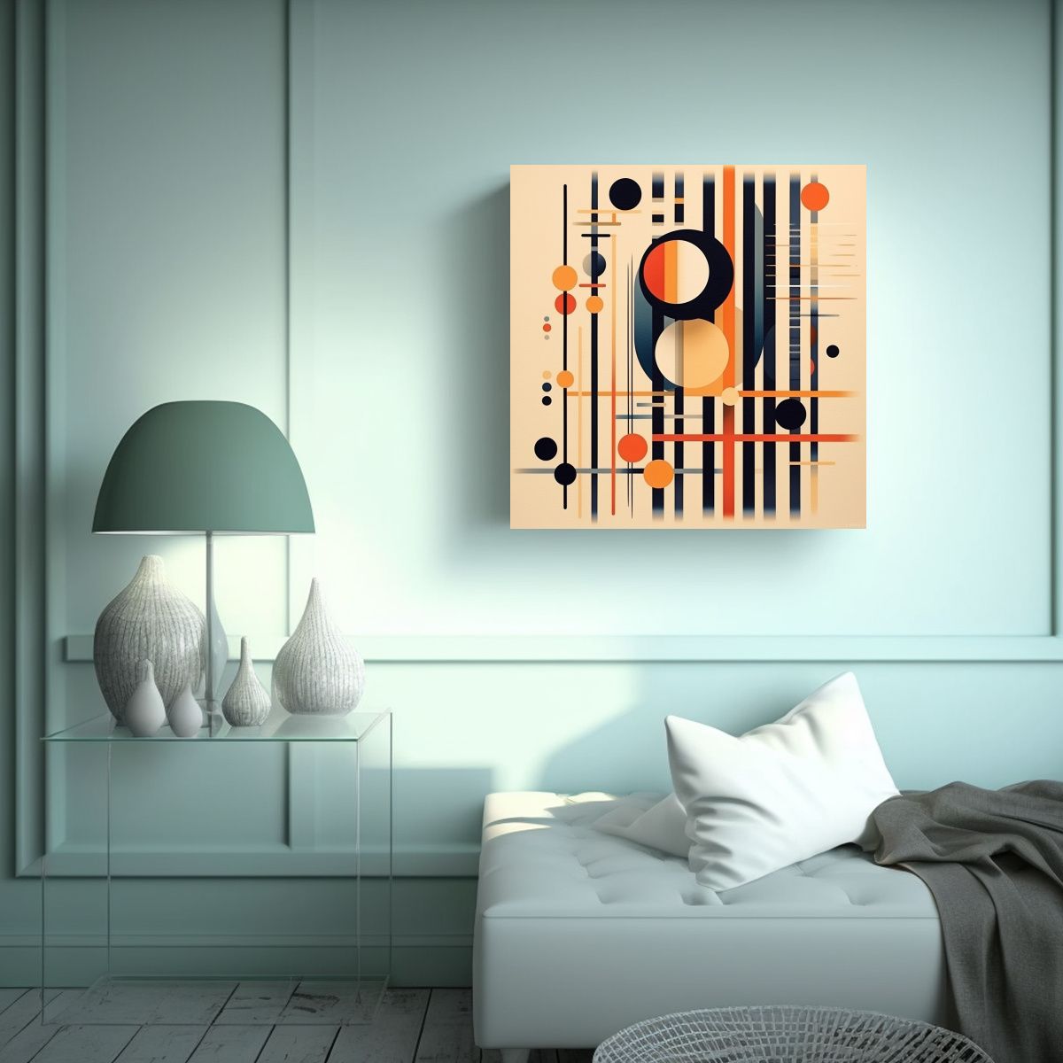 GENERICO - Cuadro Acuarela Minimalista Arte Lineal Decorativo 80x80 Cm