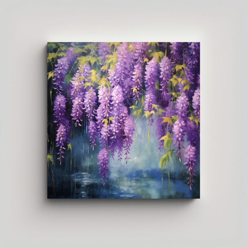 GENERICO - Cuadro Abstracto Elegancia Flores Wisteria 70x70 Cm