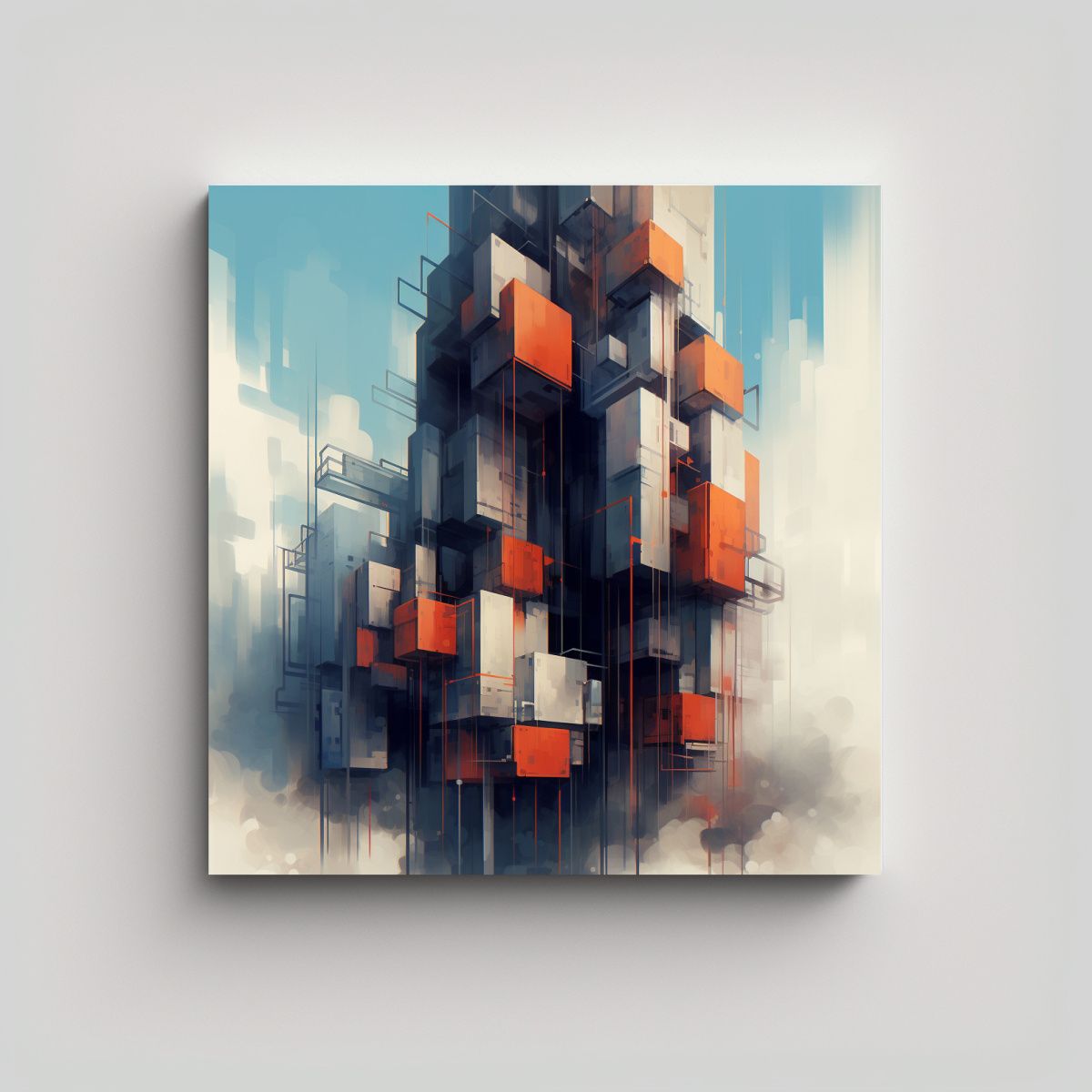 GENERICO - Cuadro Abstracto Líneas Finas Para Decorar Cuarto 80x80 Cm