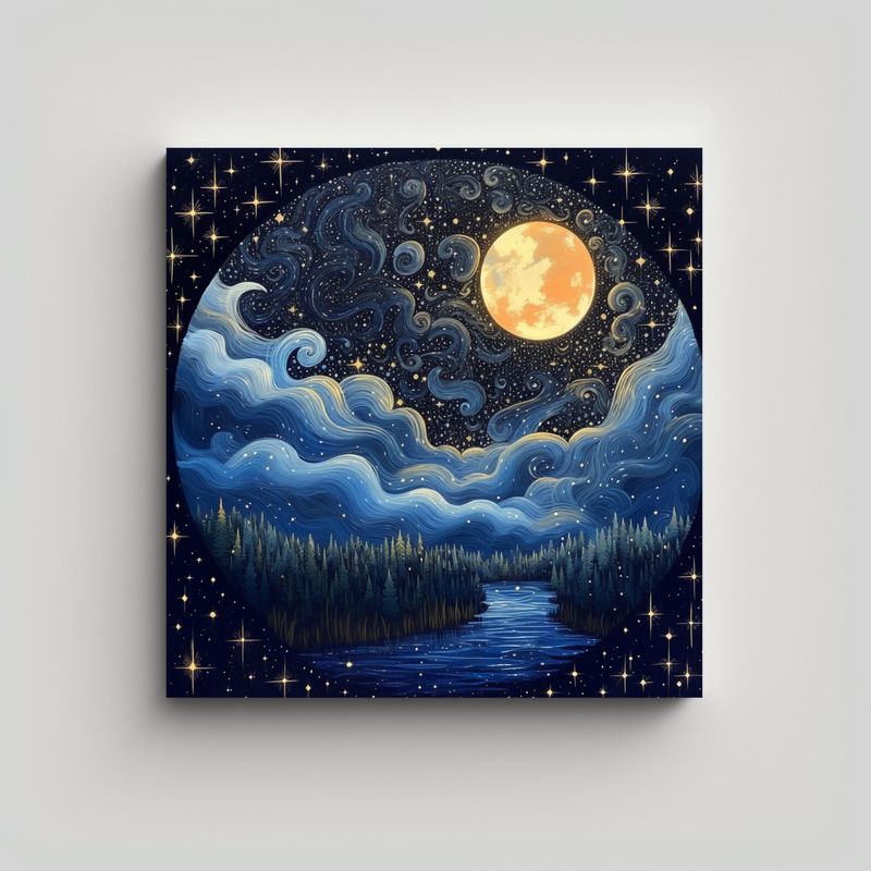 GENERICO - Pintura Decorativa Del Cielo Nocturno Lleno De La 60x60 Cm