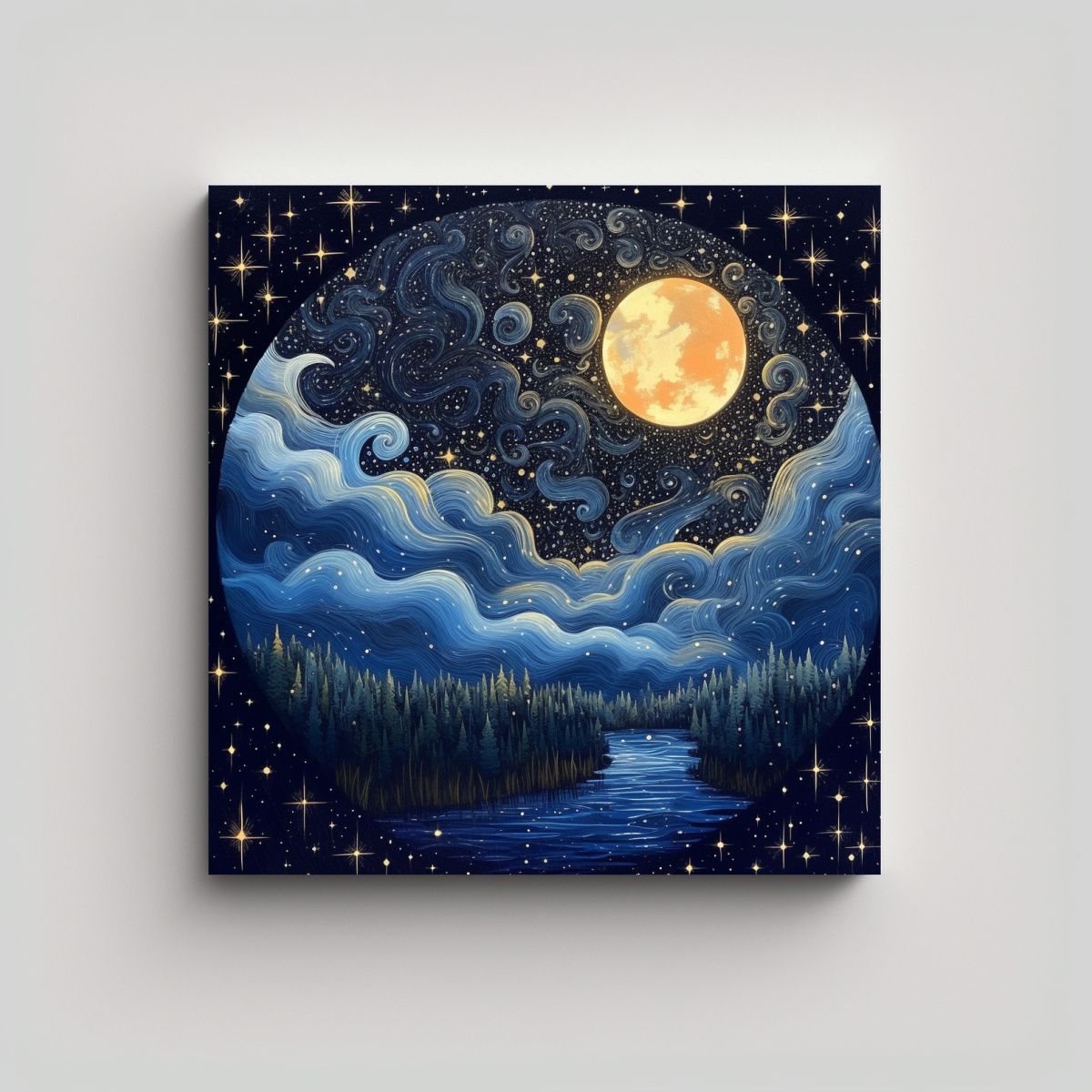 GENERICO - Pintura Decorativa Del Cielo Nocturno Lleno De La 90x90 Cm