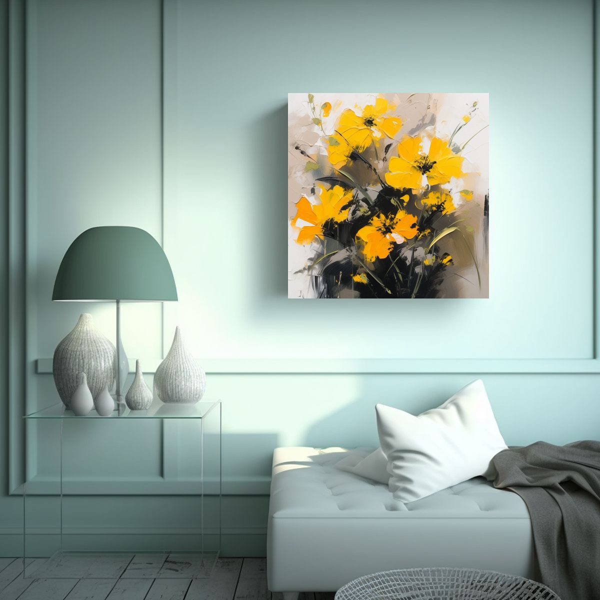 GENERICO - Pintura En Lienzo De Tela: Cuadro De Flores 80x80 Cm