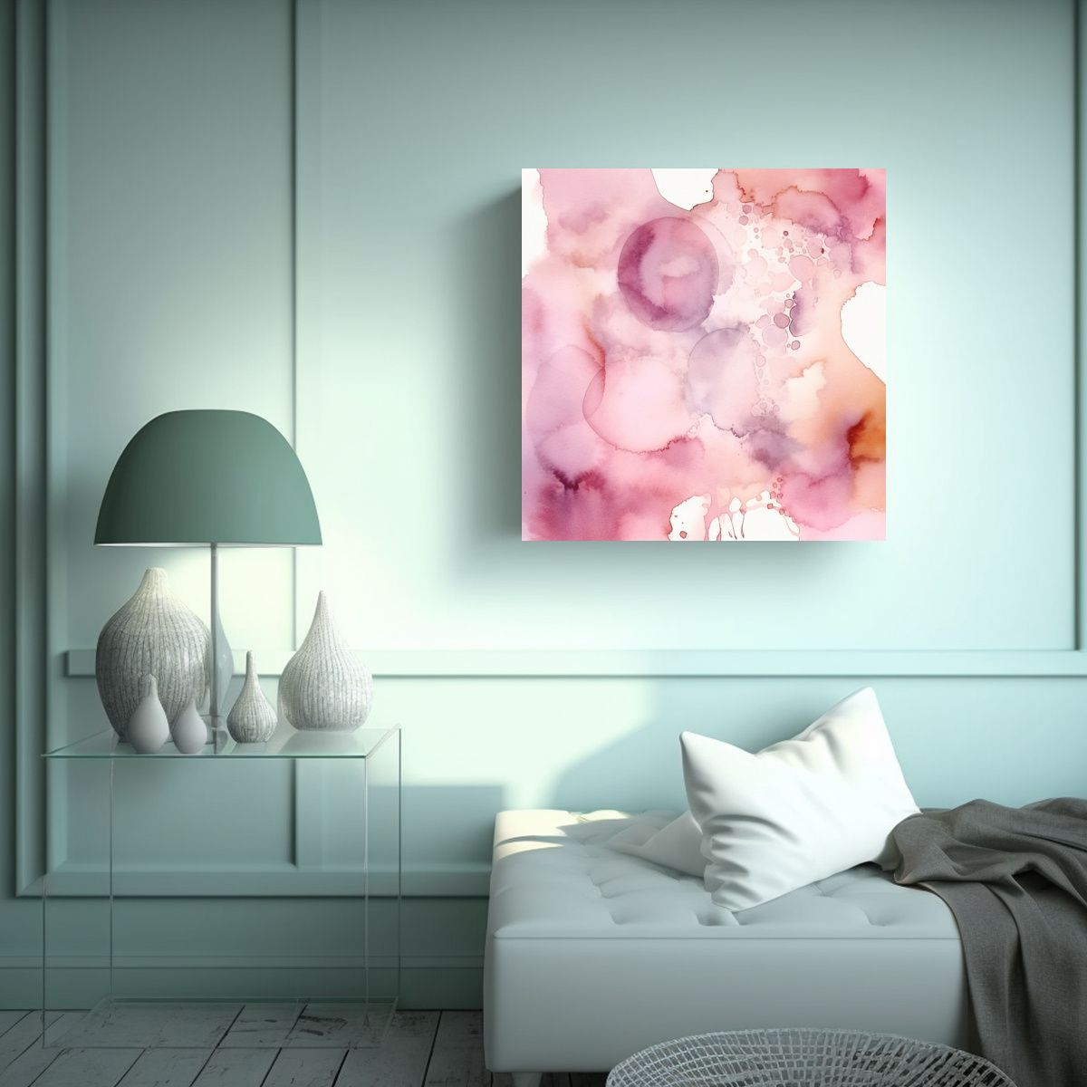 GENERICO - Pintura Abstracta Para Dormitorio En Rosa Claro 80x80 Cm