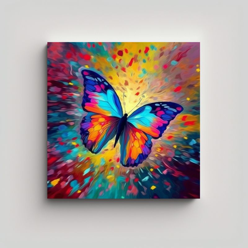 GENERICO - Cuadro Minimalista De Mariposa Con Fondo 80x80 Cm