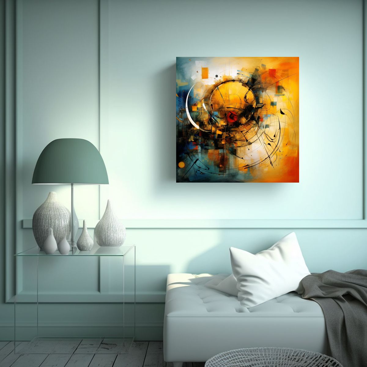 GENERICO - Cuadro Abstracto Surrealista Para Decoración 80x80 Cm