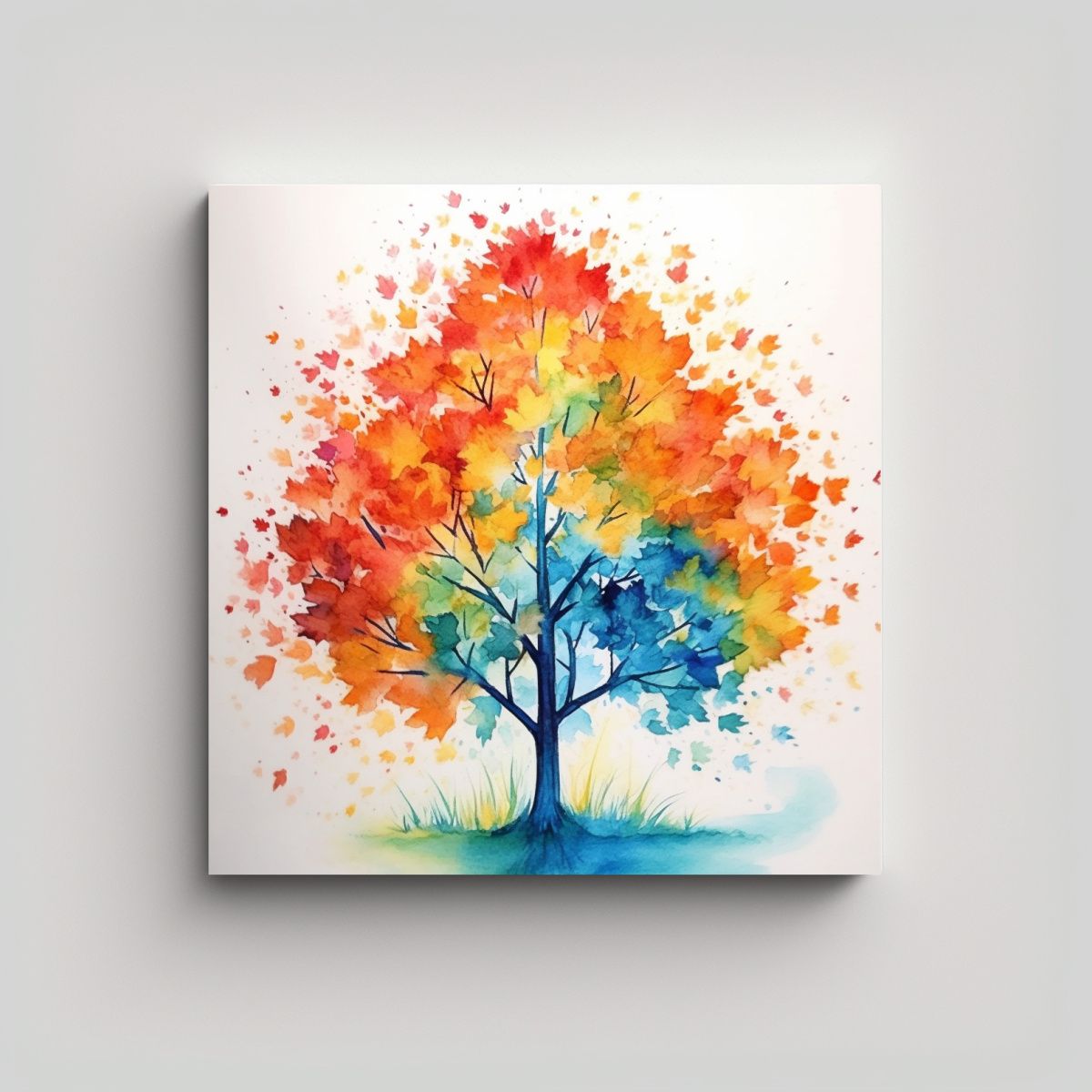 GENERICO - Lienzo De Tela Forma Visión Acuarela árbol 50x50 Cm
