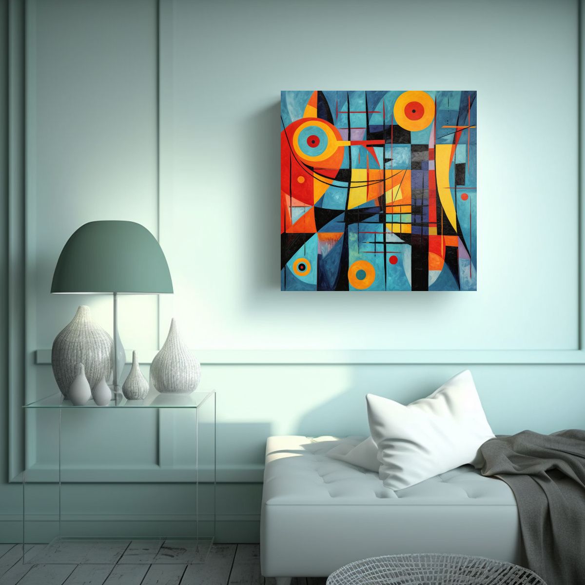 GENERICO - Cuadro De Arte Abstracto Con Colores Vibrantes Y 90x90 Cm