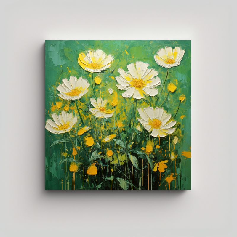 GENERICO - Pintura Lienzo Conceptual Armonía Flores 50x50 Cm