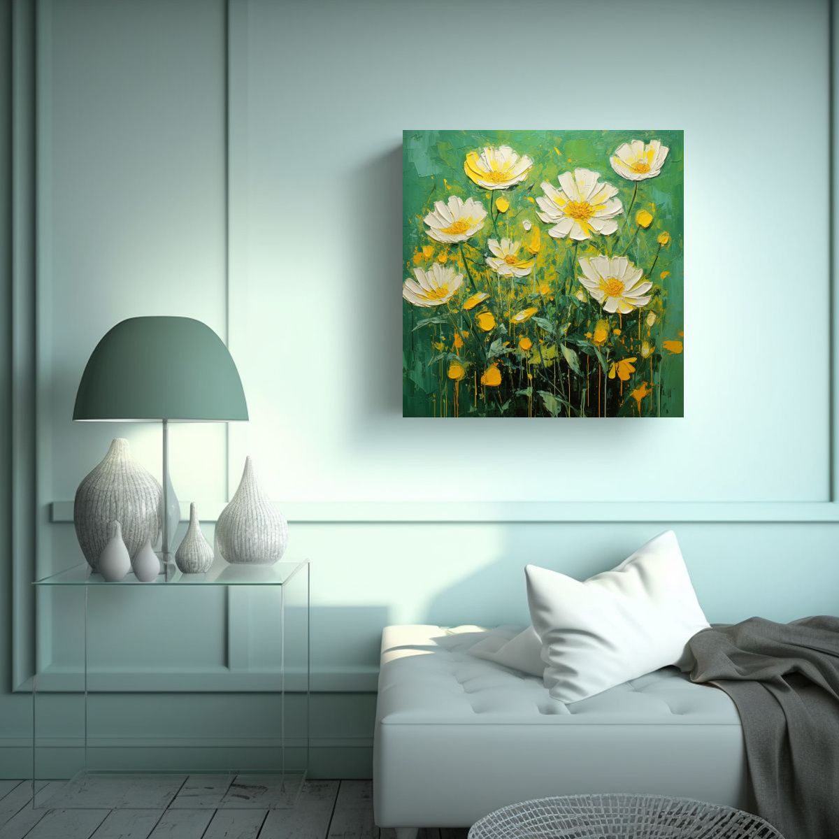 GENERICO - Pintura Lienzo Conceptual Armonía Flores 50x50 Cm