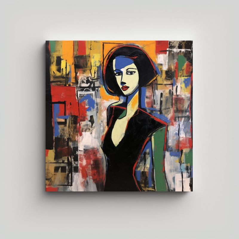 GENERICO - Cuadro Abstracto Mujer Retro París Peter Doig 70x70 Cm