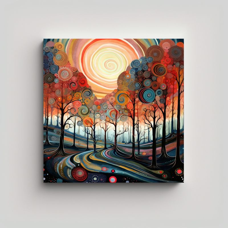 GENERICO - Cuadros Modernos De Árbol Colorido Con Círculos 60x60 Cm