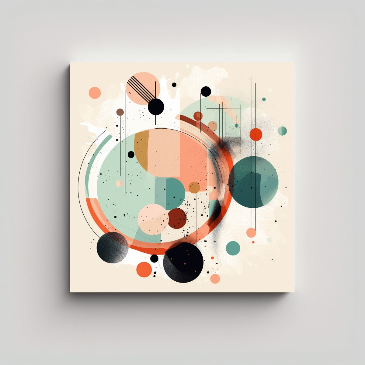 GENERICO - Pintura Abstracta Con Líneas De Círculos Y 50x50 Cm