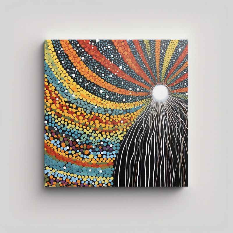 GENERICO - Pintura Decorativa Aborigen De Punto De Arte De 90x90 Cm