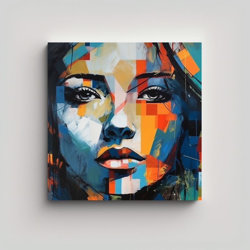 GENERICO - Cuadro Vintage De Retrato Abstracto Impresionante 90x90 Cm