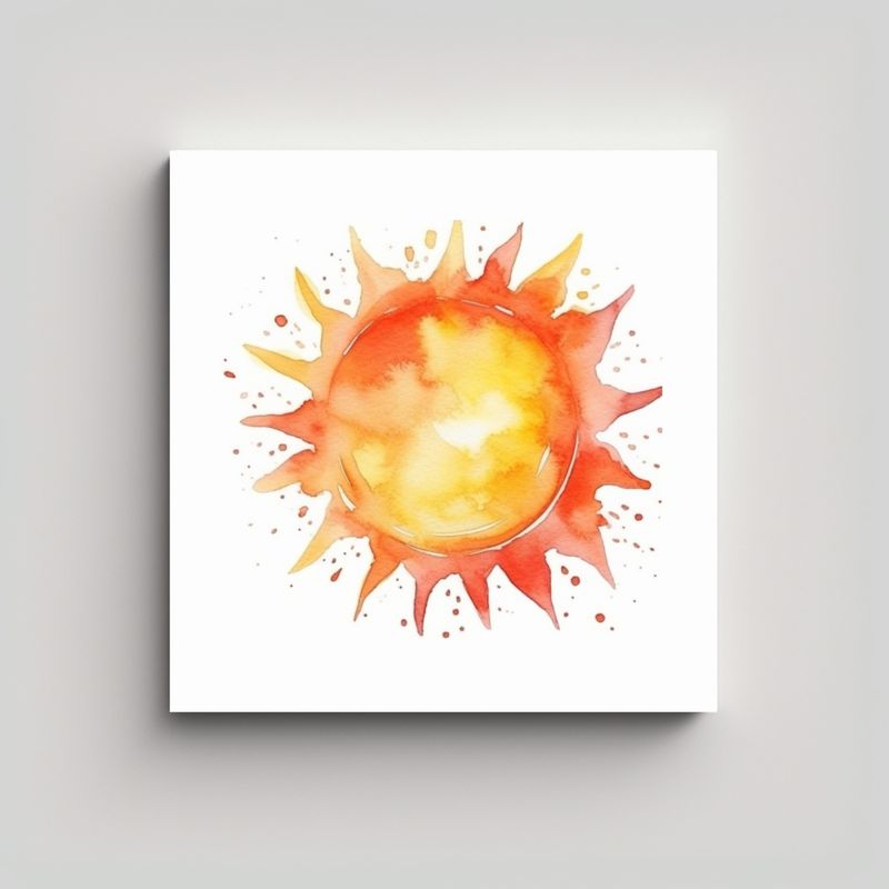 GENERICO - Cuadro Artístico Sun Logo En Acuarela, Estilo 50x50 Cm