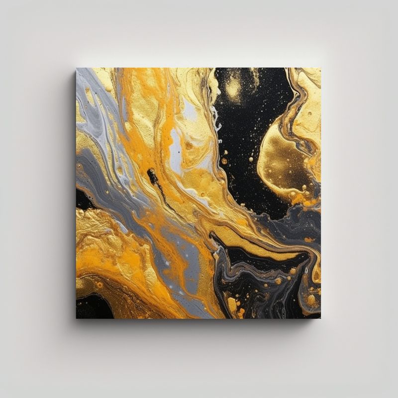 GENERICO - Pintura Decorativa En Color Dorado Mármol 80x80 Cm
