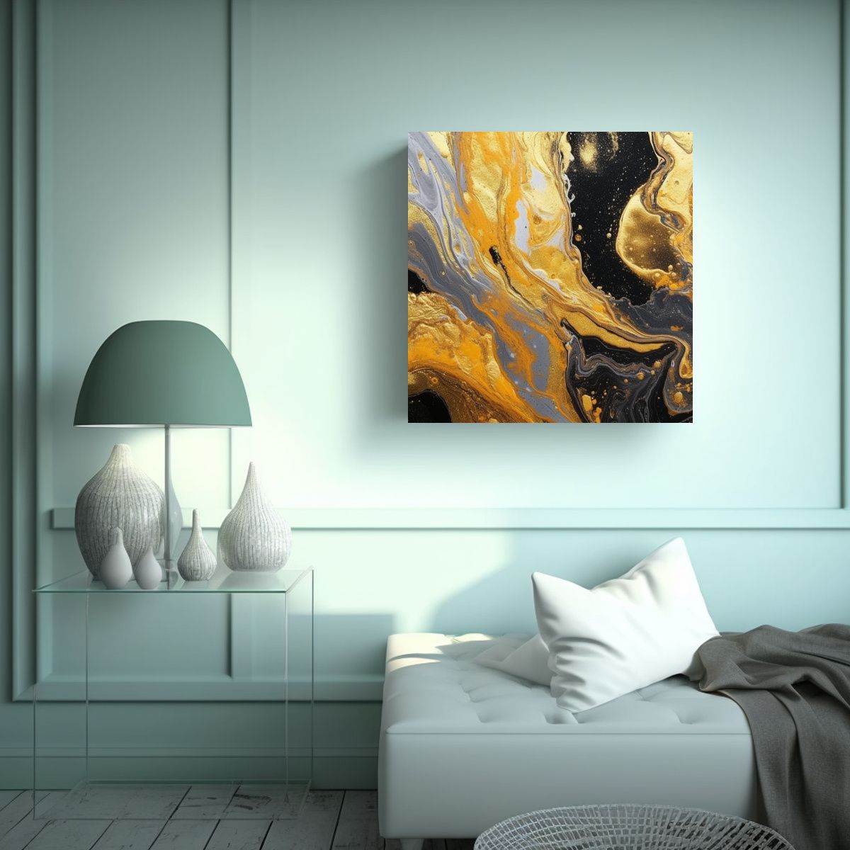 GENERICO - Pintura Decorativa En Color Dorado Mármol 60x60 Cm