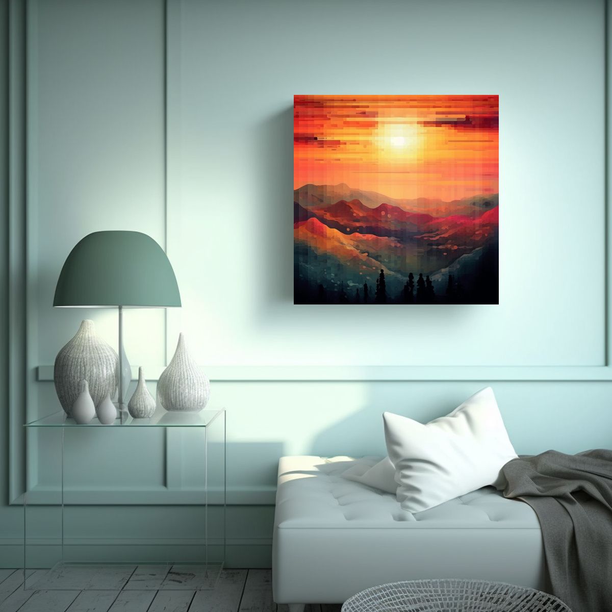 GENERICO - Cuadro Juvenil: Finas Líneas En Paisaje Oscuro Y 90x90 Cm