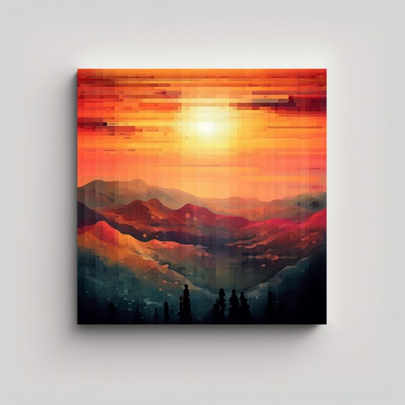 GENERICO - Cuadro Juvenil: Finas Líneas En Paisaje Oscuro Y 70x70 Cm