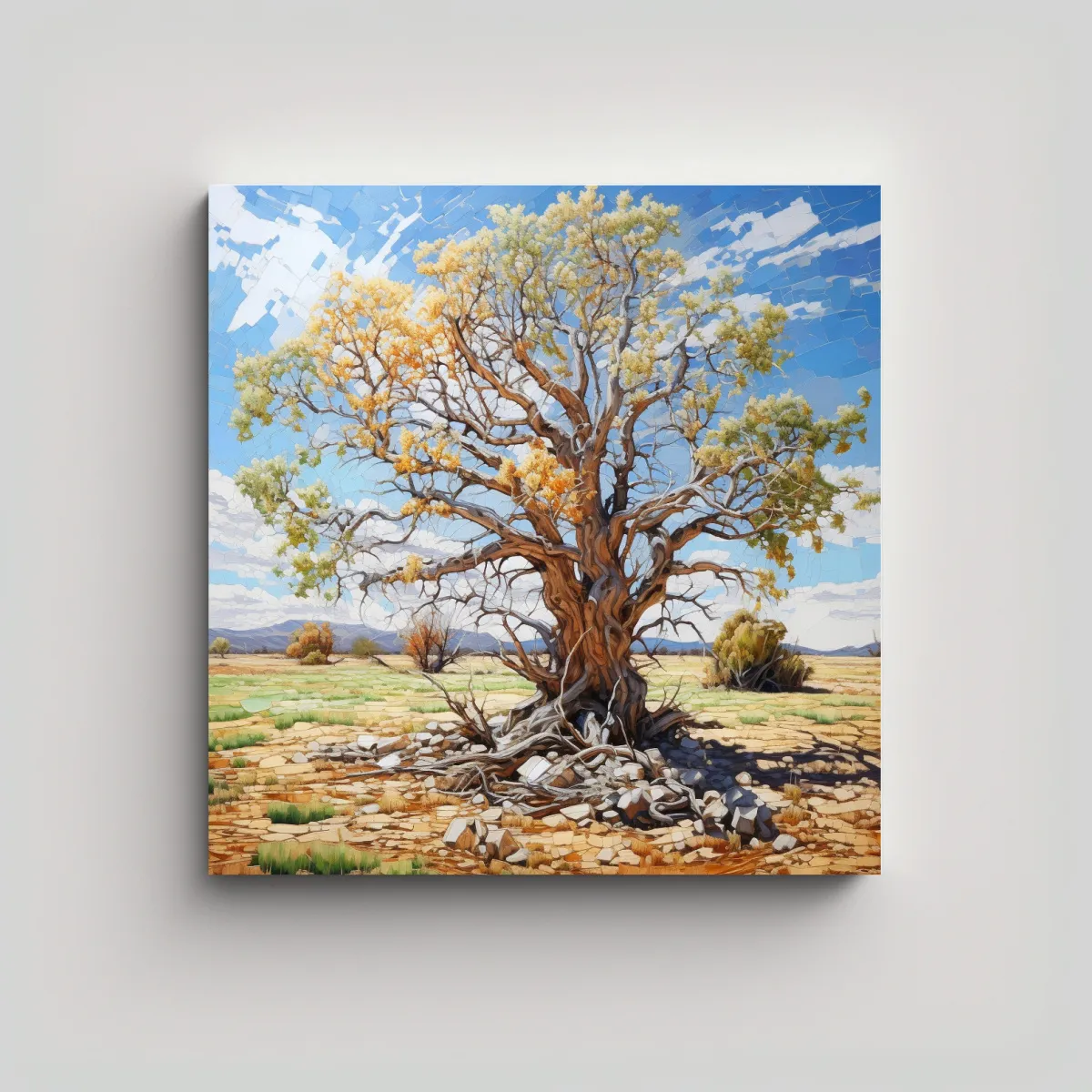 GENERICO - Pintura Abstracta árbol De Alamo Lienzo, Tonos 80x80 Cm