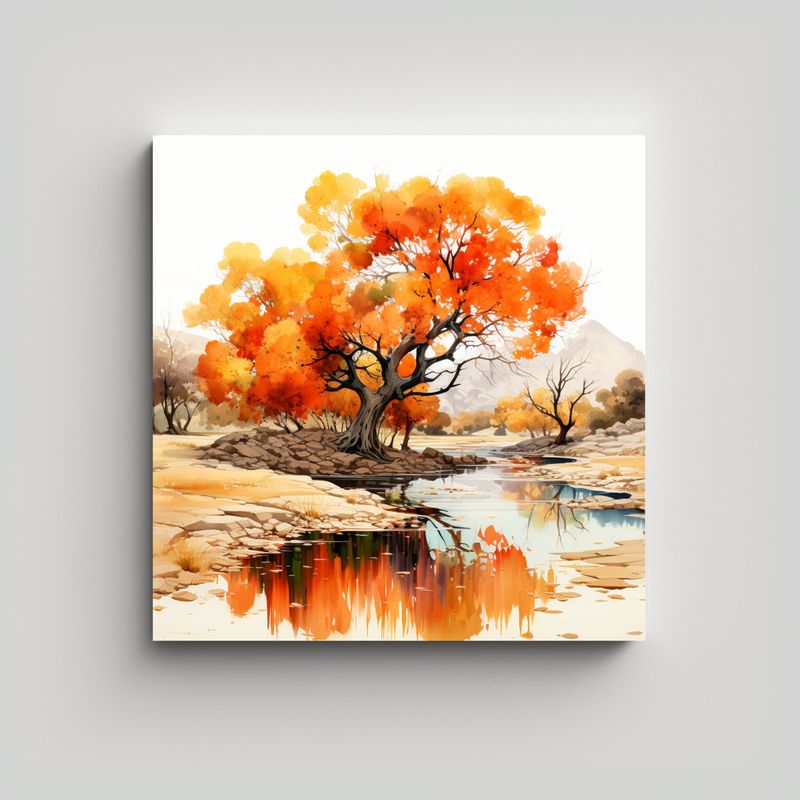 GENERICO - Pintura Abstracta De Un árbol De Algodonero Con 60x60 Cm