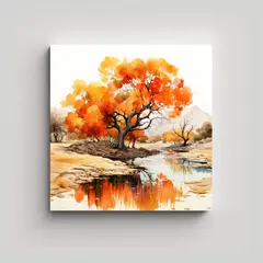 GENERICO - Pintura Abstracta De Un árbol De Algodonero Con 50x50 Cm