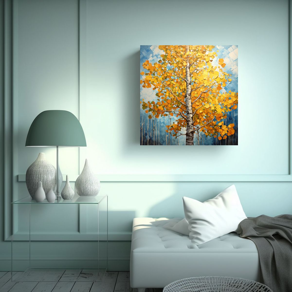 GENERICO - Lienzo Moderno Escenario De Un Árbol De Aspen 50x50 Cm