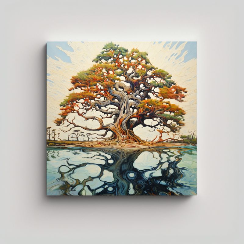 GENERICO - 1 Cuadro Imagen Poder Un Árbol Ciprés Pintura 90x90 Cm