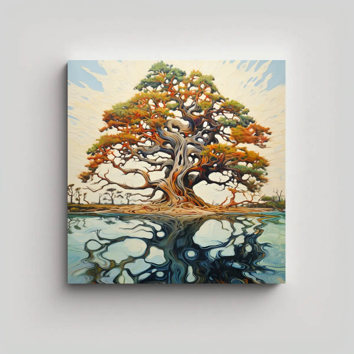 GENERICO - 1 Cuadro Imagen Poder Un Árbol Ciprés Pintura 70x70 Cm