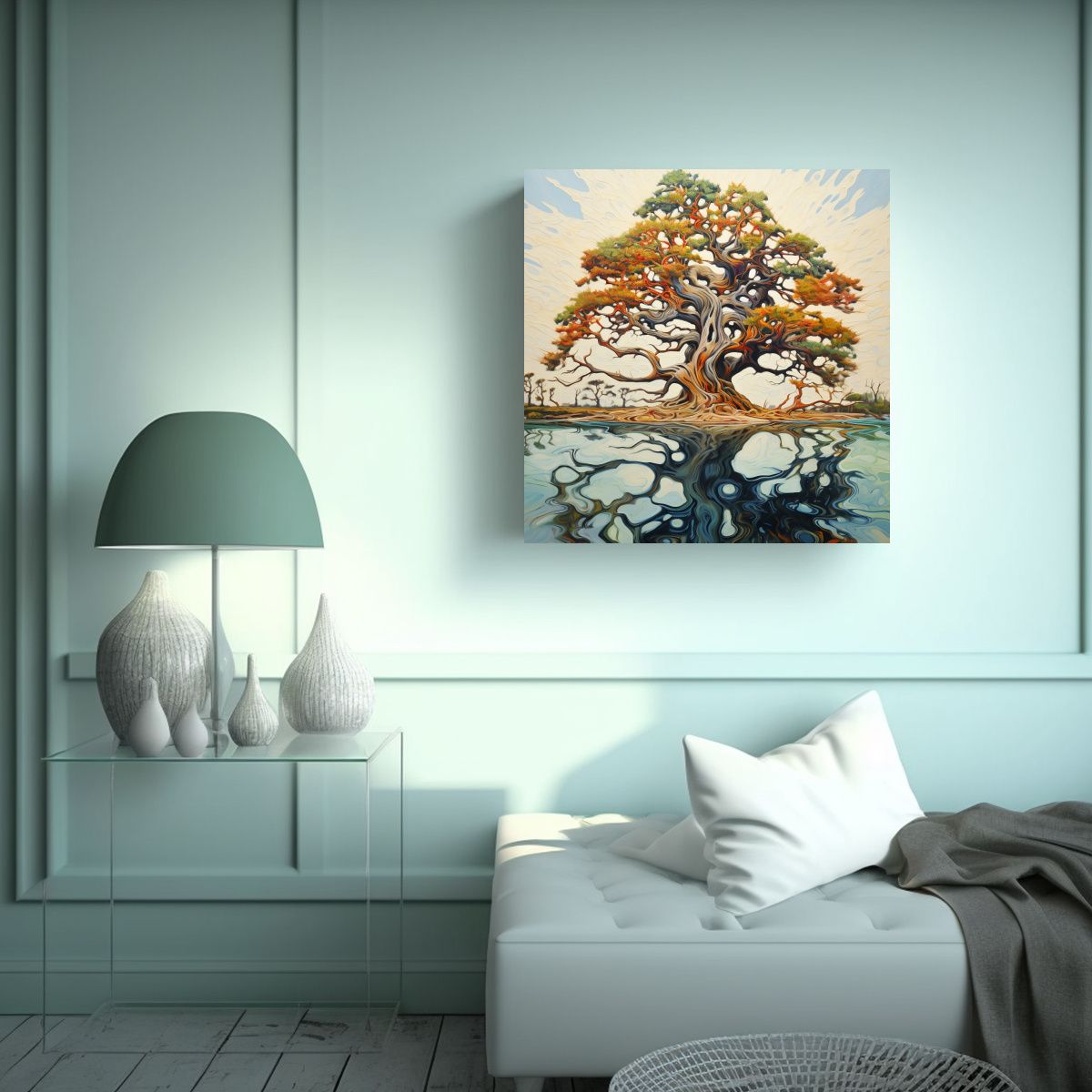 GENERICO - 1 Cuadro Imagen Poder Un Árbol Ciprés Pintura 70x70 Cm