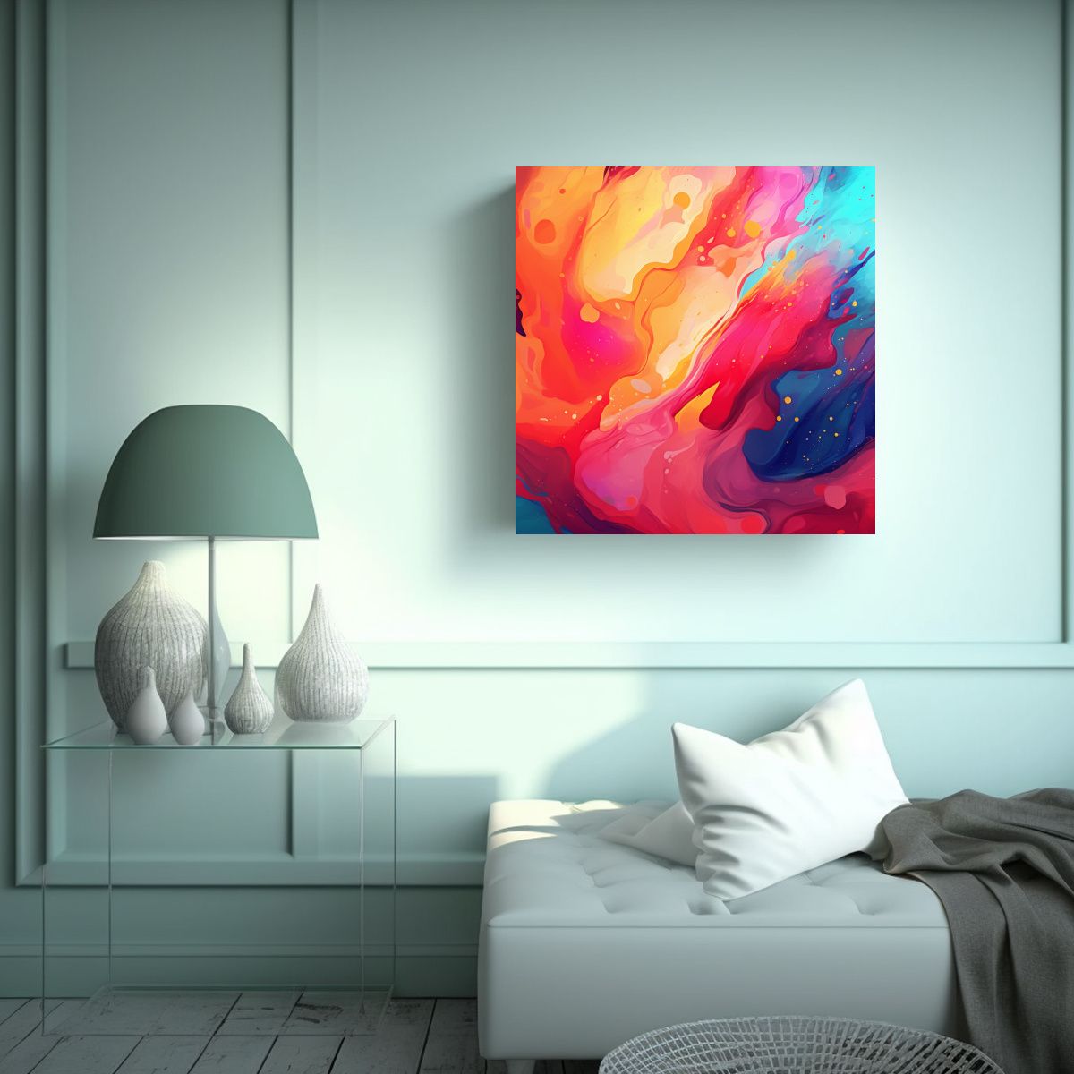 GENERICO - Cuadro Abstracto Regalo Fondos De Colores 90x90 Cm