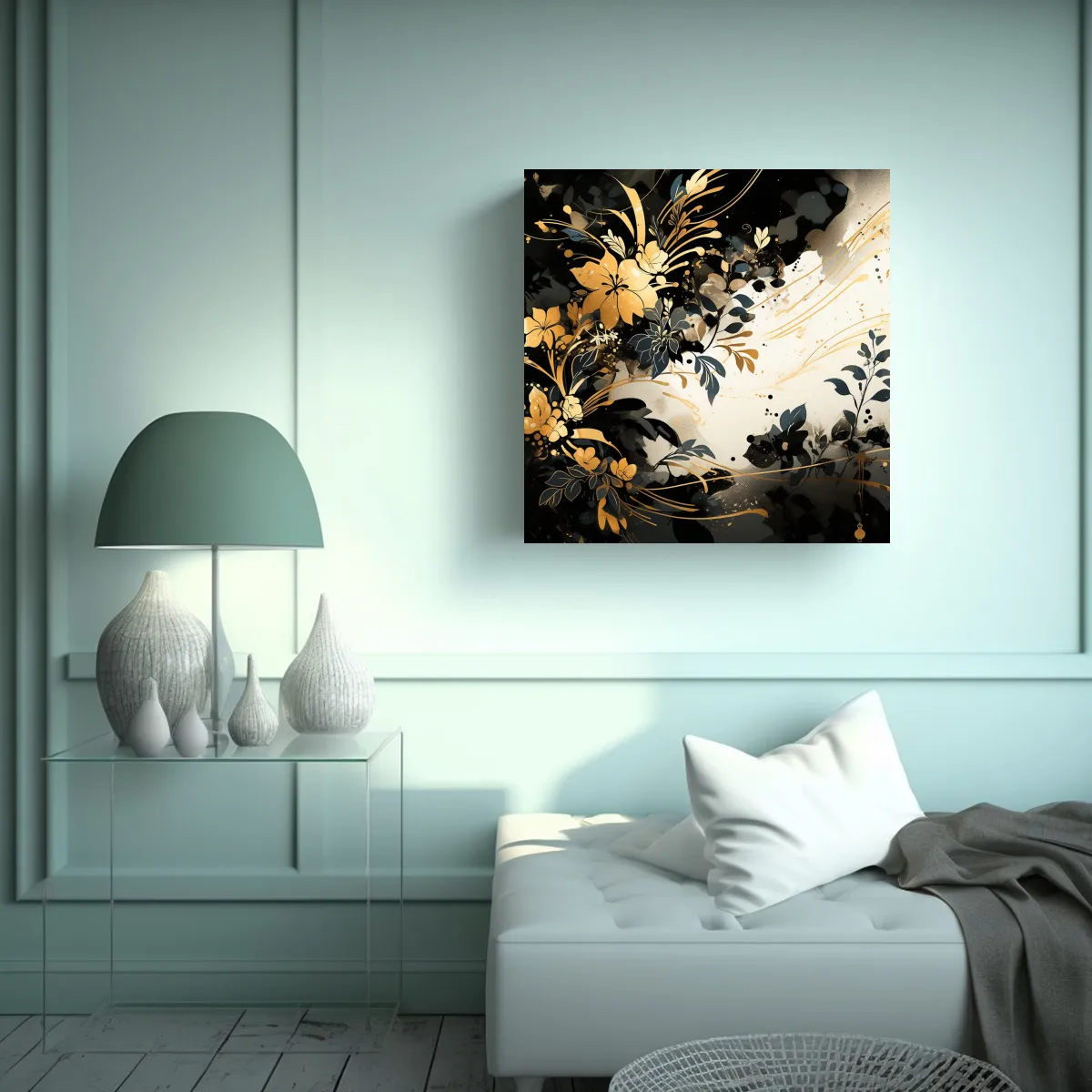 GENERICO - Arte Tonos Visual Gold Y Negro Atmosfera Neonoir 50x50 Cm