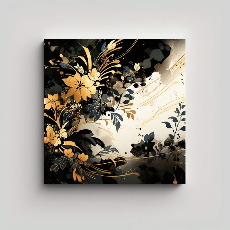 GENERICO - Arte Tonos Visual Gold Y Negro Atmosfera Neonoir 60x60 Cm