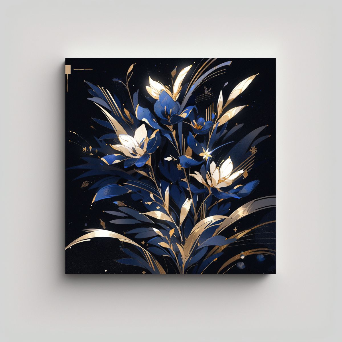 GENERICO - Cuadro Inspiración Neonoir En Azul Y Dorado Con 50x50 Cm.