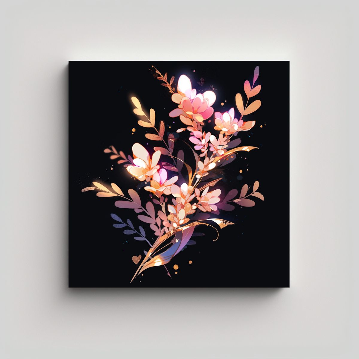 GENERICO - Cuadro Moderno Vitalidad En Tonos Dorado Y Rosa, 70x70 Cm