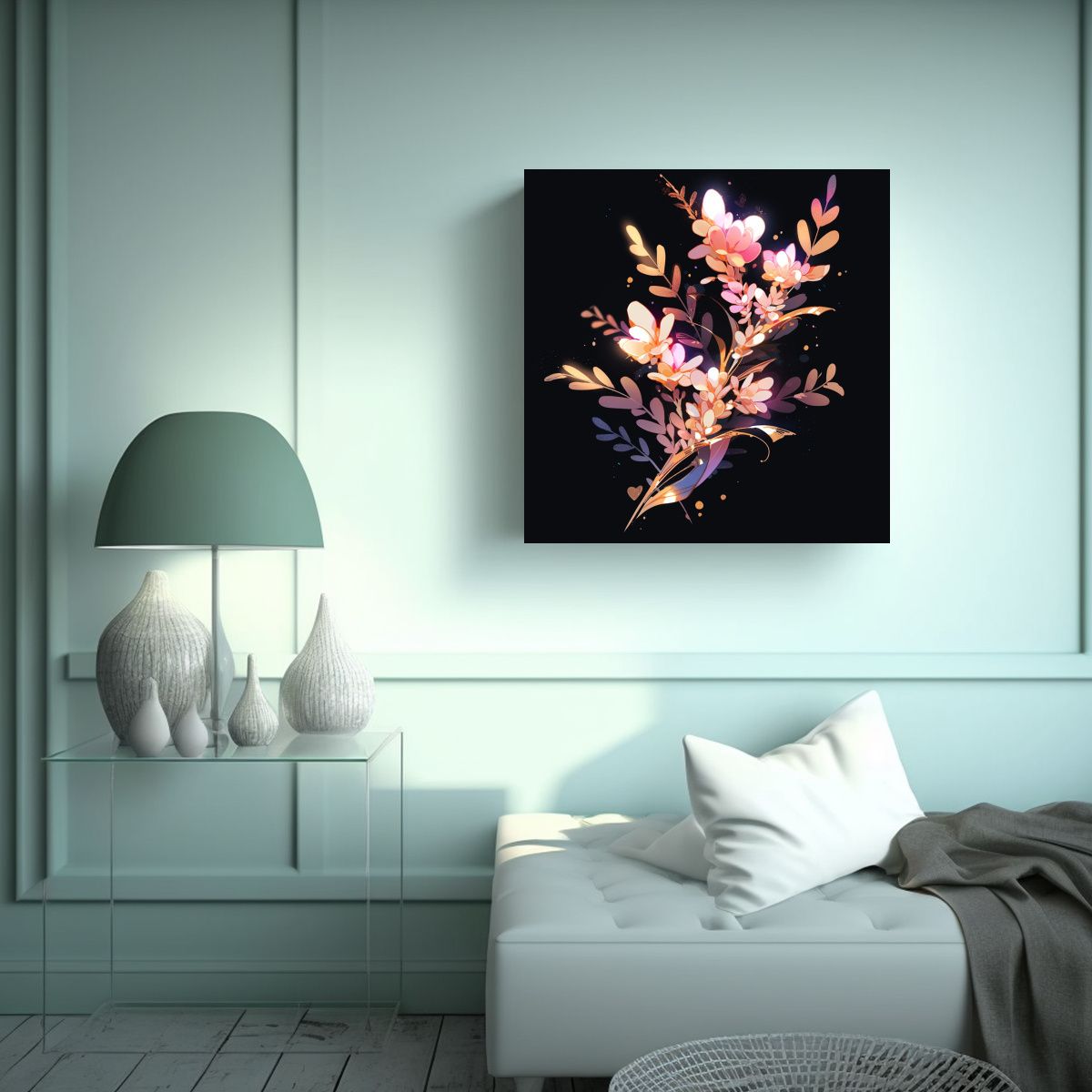 GENERICO - Cuadro Moderno Vitalidad En Tonos Dorado Y Rosa, 70x70 Cm