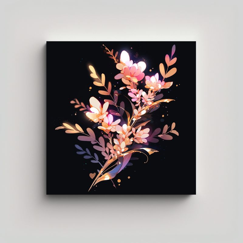GENERICO - Cuadro Moderno Vitalidad En Tonos Dorado Y Rosa, 60x60 Cm